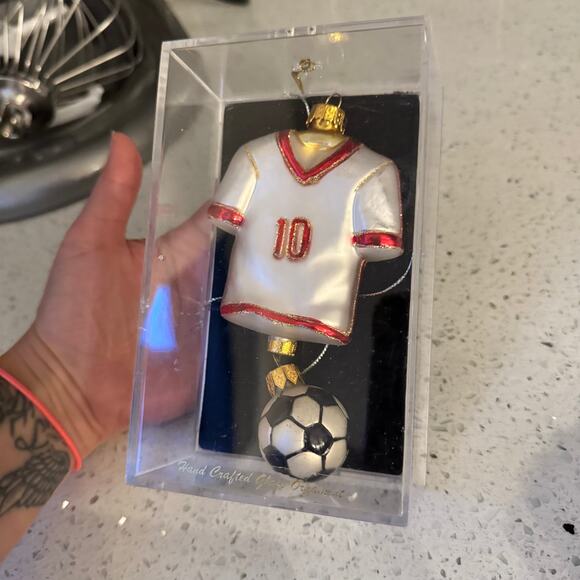 Y2K Vintage Soccer Glass Christmas Ornaments Sports Ball Number 10 Jersey - Picture 2 of 7